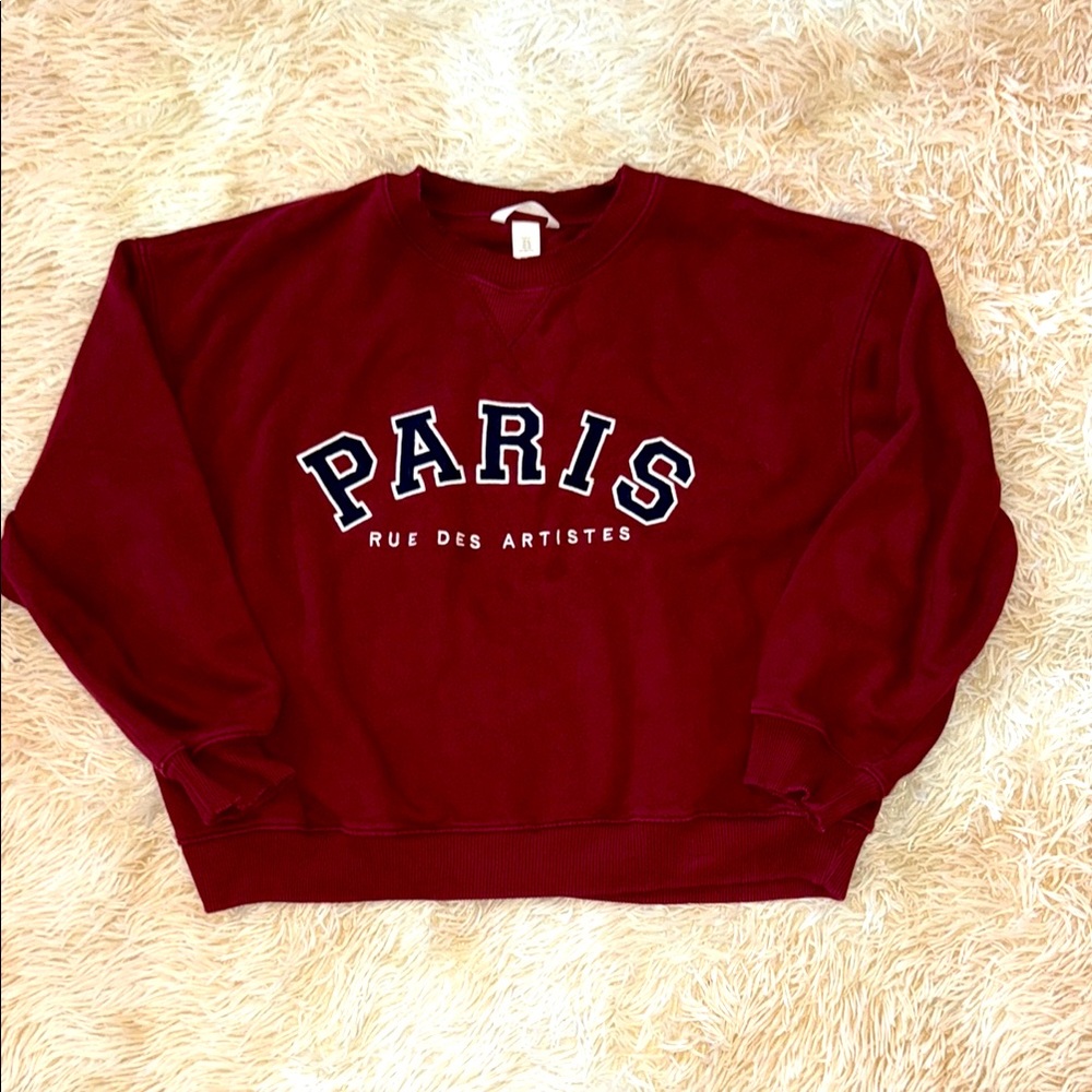 H&M “Paris” Burgundy Sweatshirt - XL